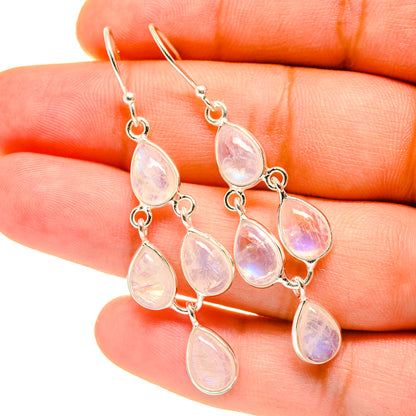 Rainbow Moonstone Earrings handcrafted by Ana Silver Co - EARR417598