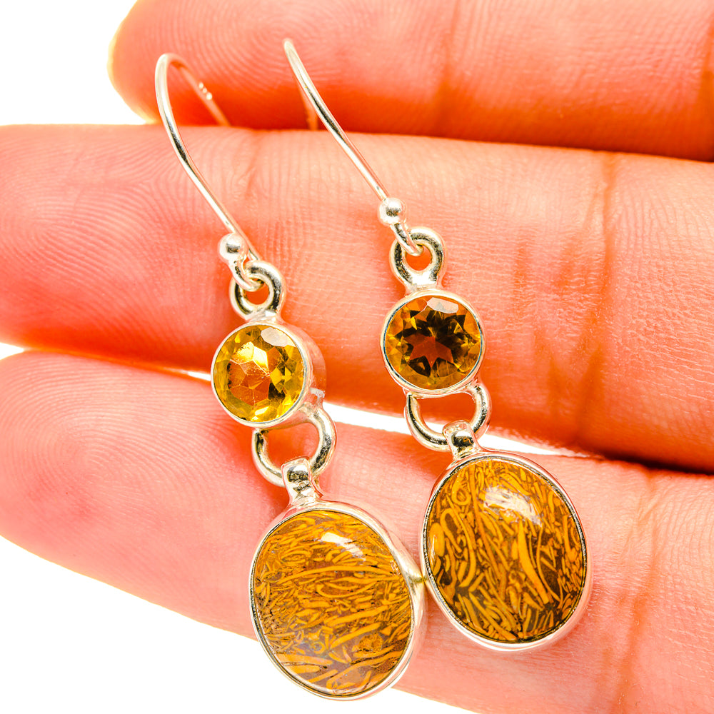 Palm Wood Jasper Earrings handcrafted by Ana Silver Co - EARR417611