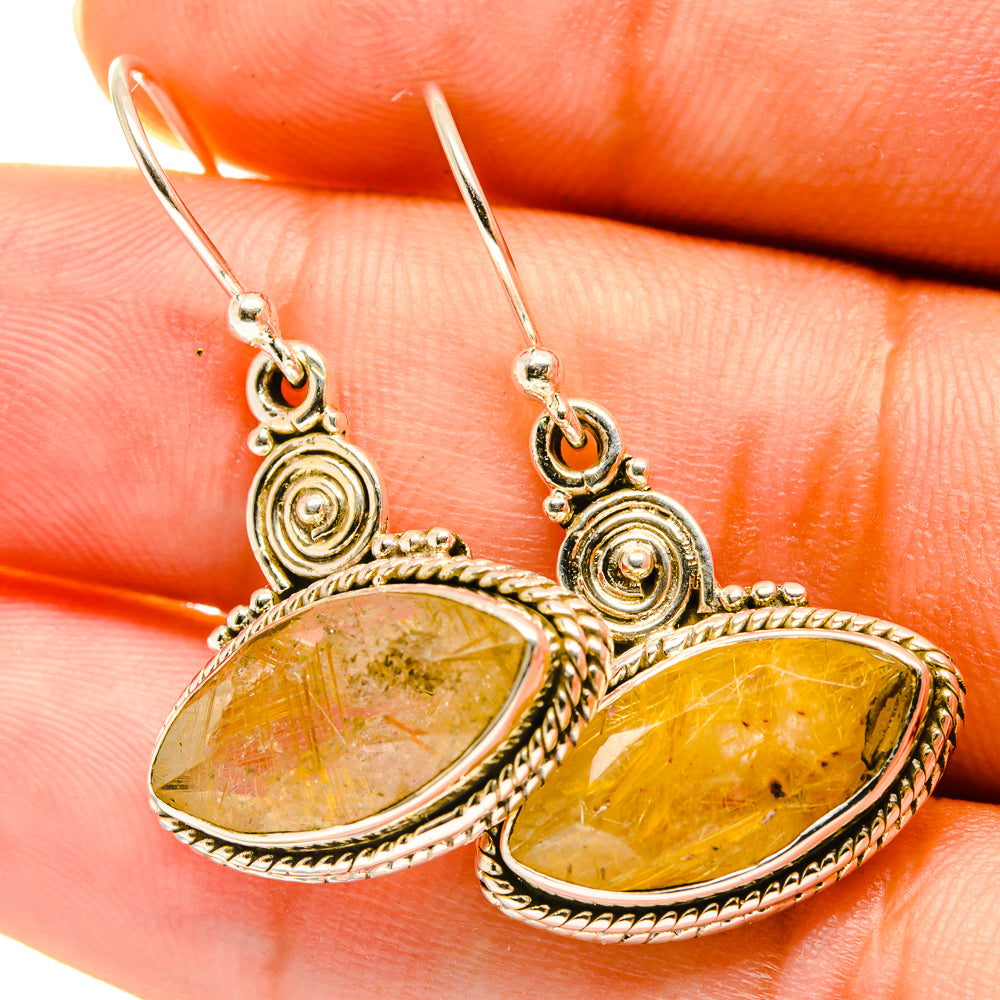 Rutilated Quartz Earrings handcrafted by Ana Silver Co - EARR417626