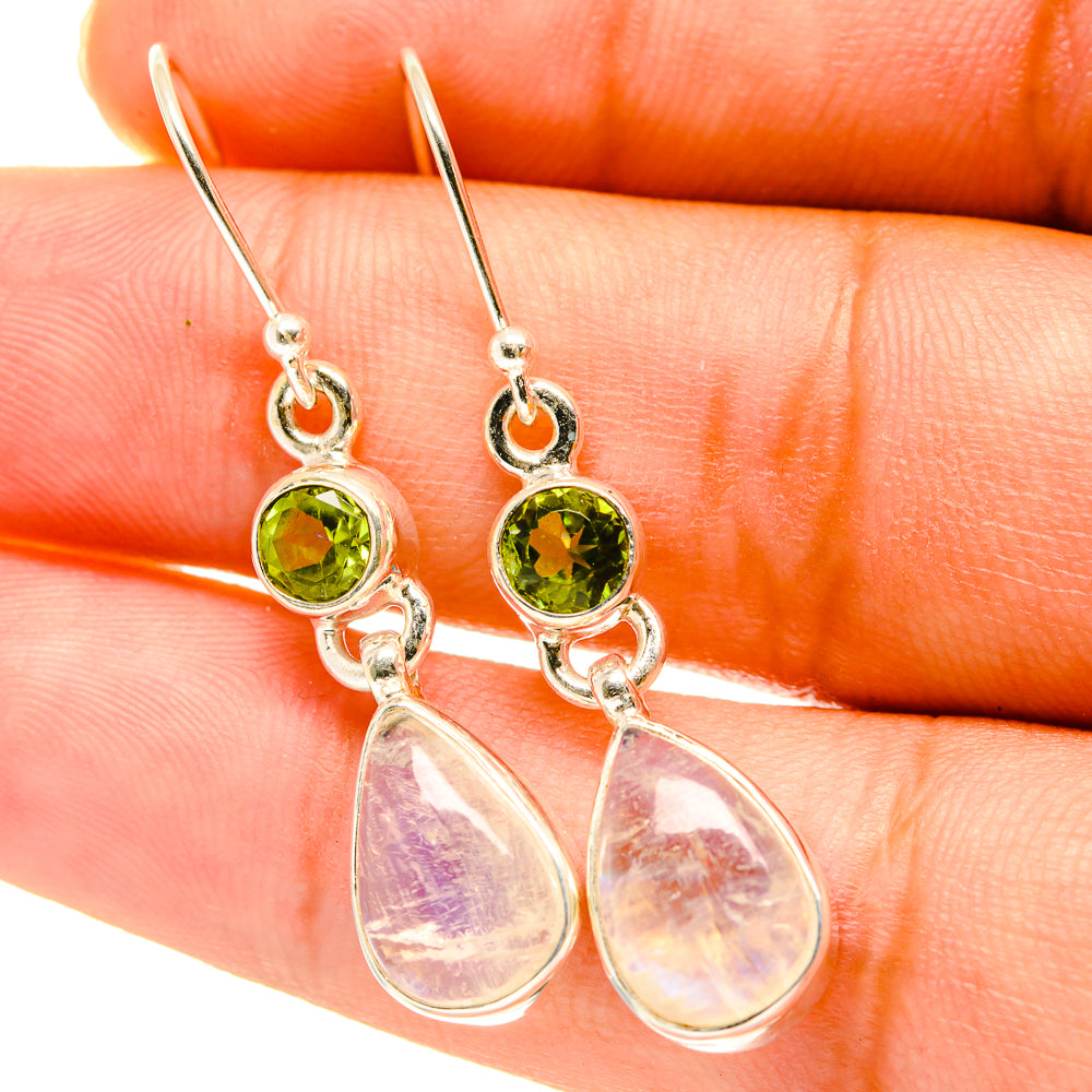 Rainbow Moonstone Earrings handcrafted by Ana Silver Co - EARR417634