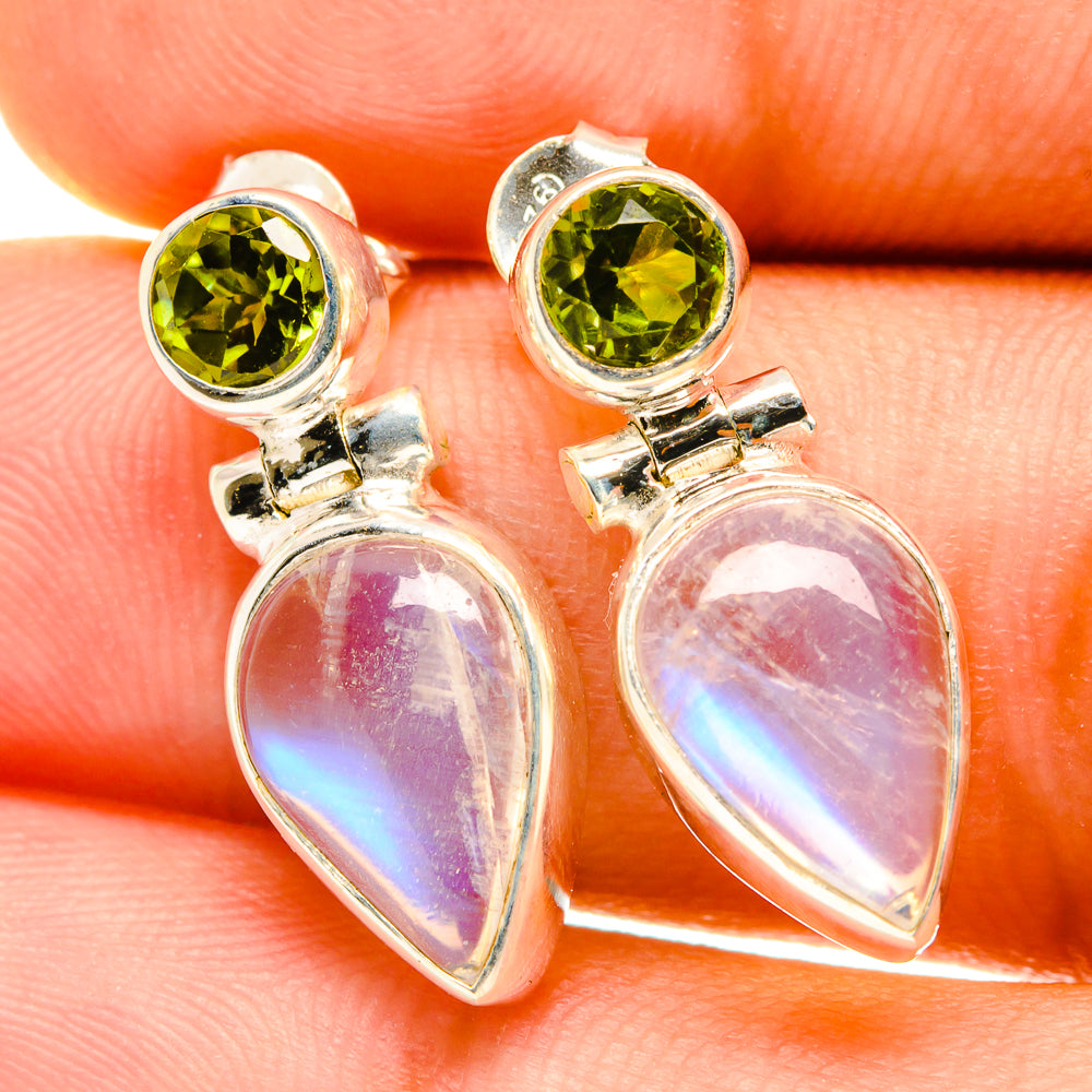 Rainbow Moonstone Earrings handcrafted by Ana Silver Co - EARR417657
