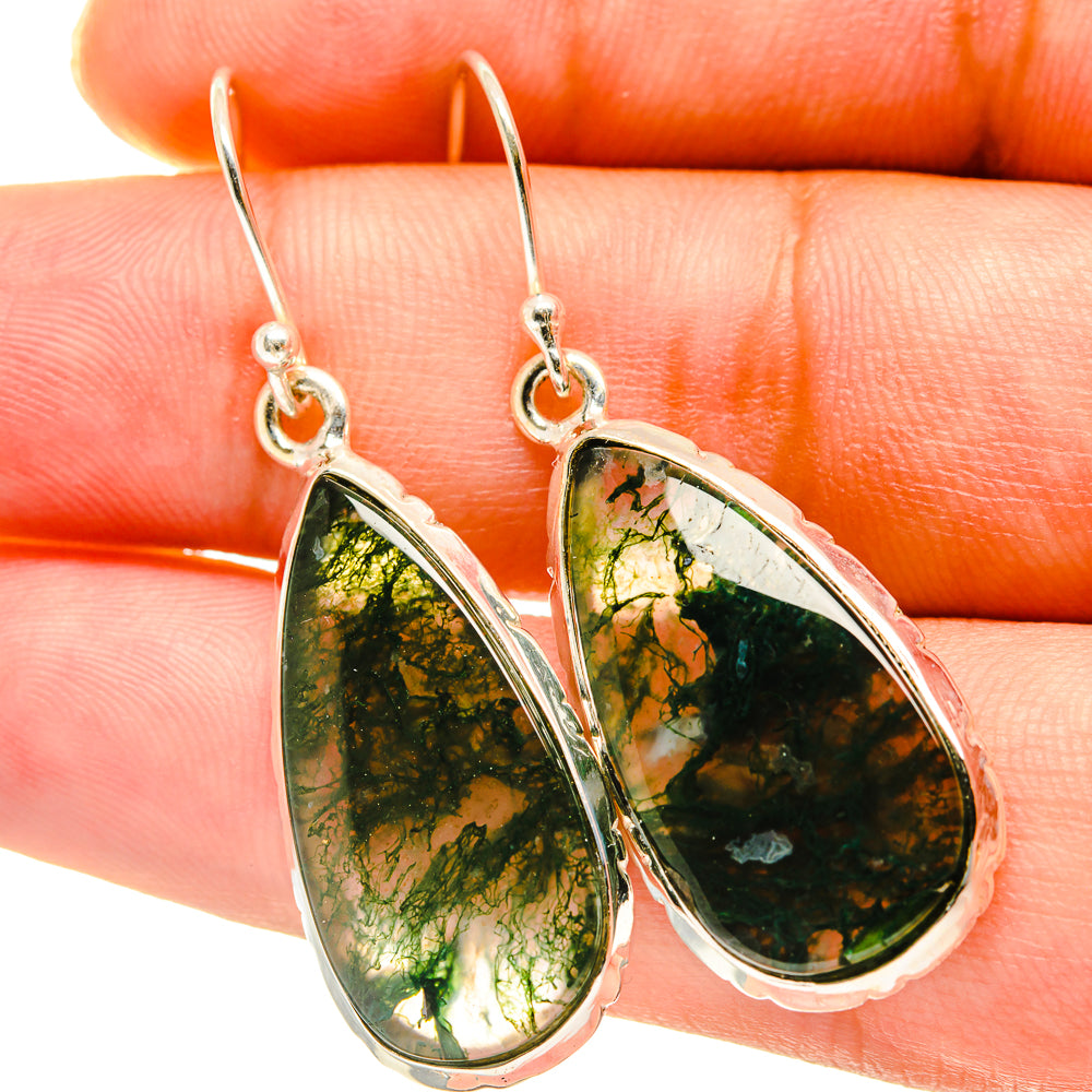 Green Moss Agate Earrings handcrafted by Ana Silver Co - EARR417669