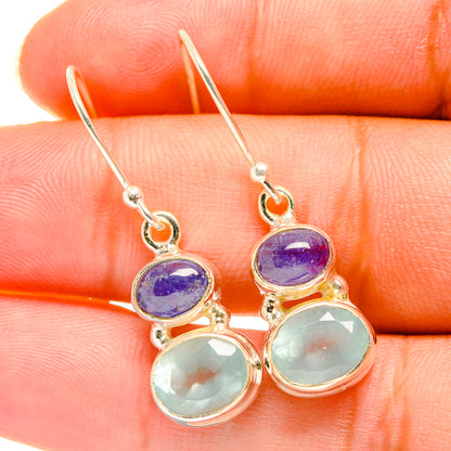 Aqua Chalcedony, Tanzanite Earrings handcrafted by Ana Silver Co - EARR417675