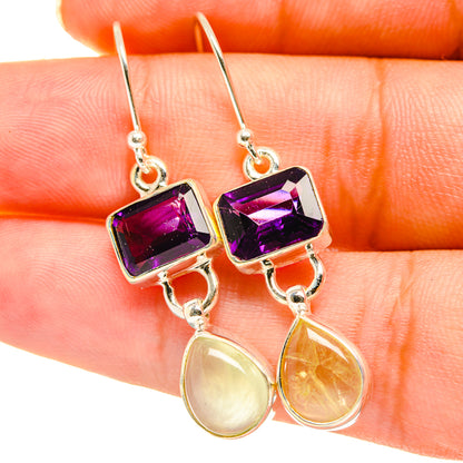 Amethyst, Prehnite Earrings handcrafted by Ana Silver Co - EARR417679