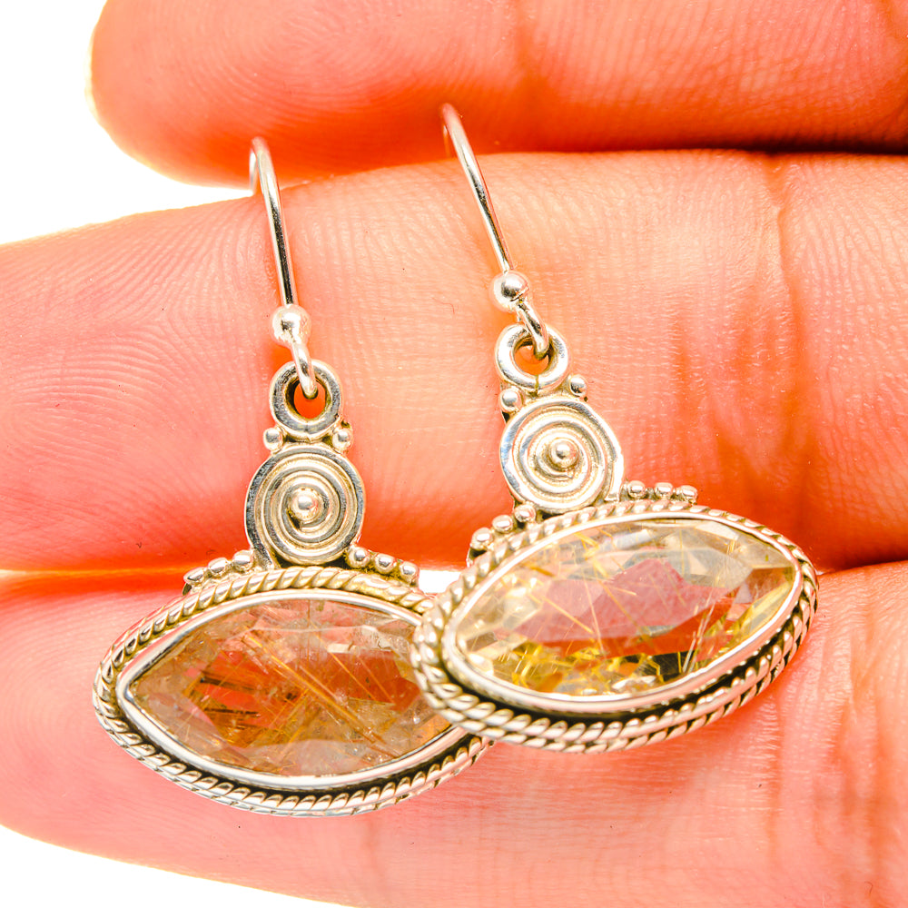 Oval faceted citrine drop earrings, sterling silver oval bezels, hook backs