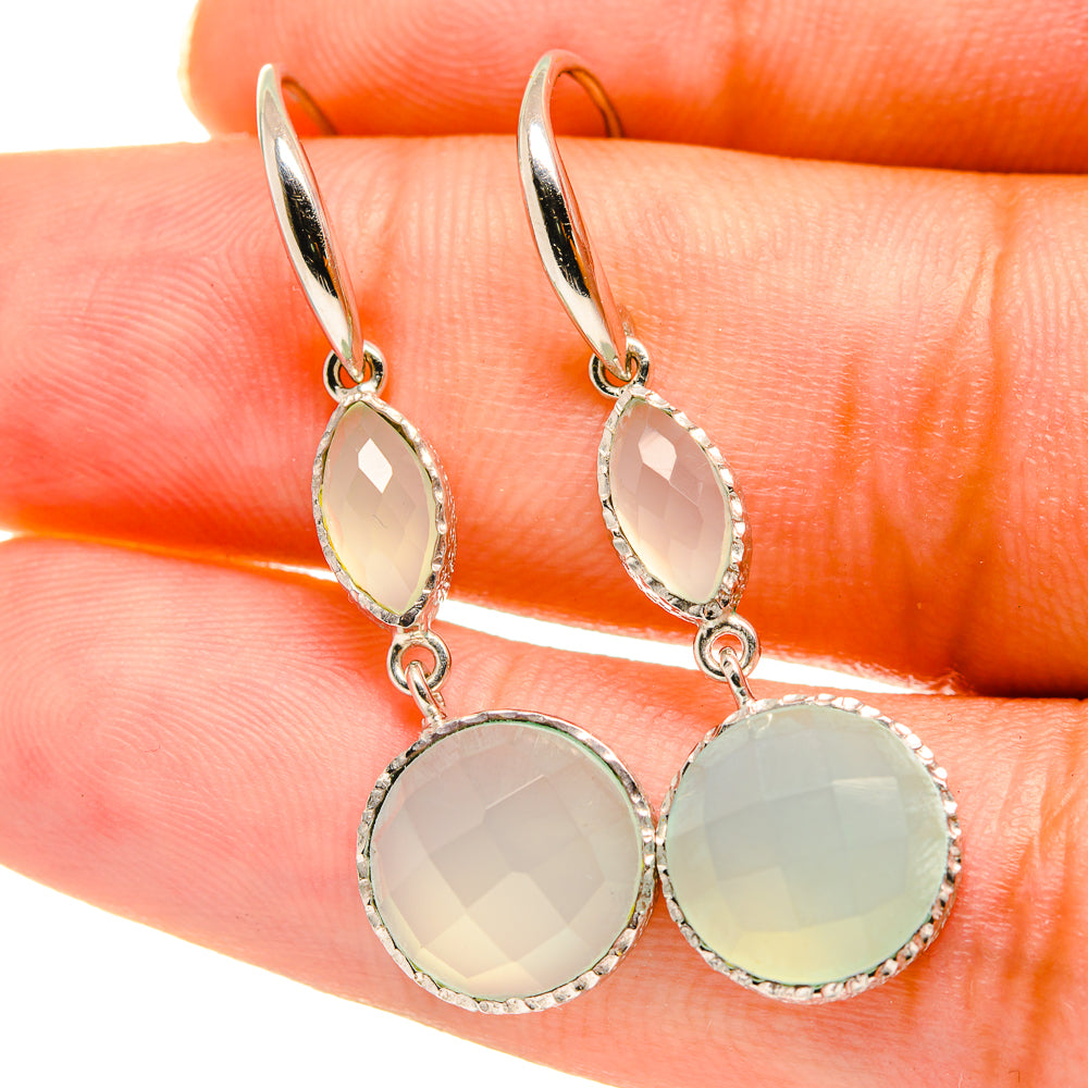 Aqua Chalcedony Earrings handcrafted by Ana Silver Co - EARR417687