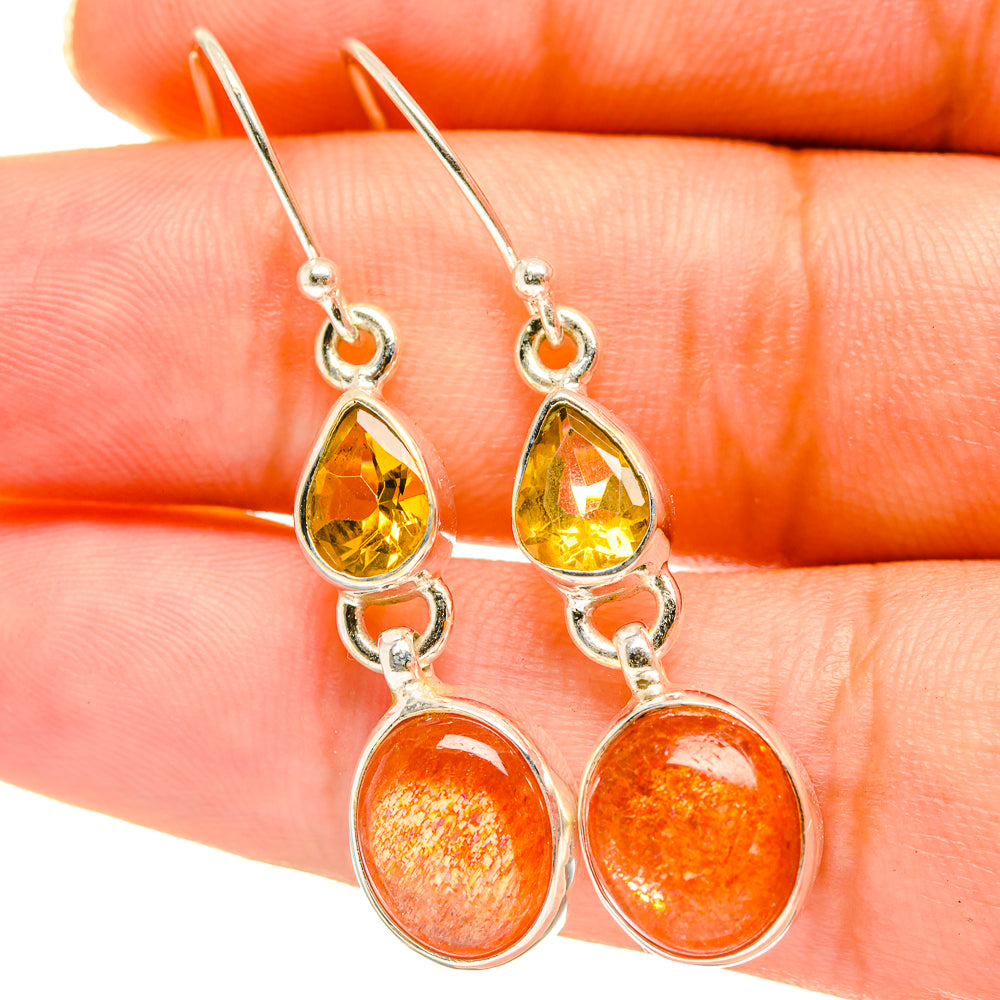Sunstone, Citrine Earrings handcrafted by Ana Silver Co - EARR417693