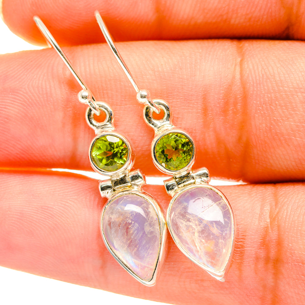 Rainbow Moonstone, Peridot Earrings handcrafted by Ana Silver Co - EARR417700