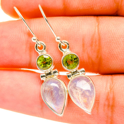 Rainbow Moonstone, Peridot Earrings handcrafted by Ana Silver Co - EARR417700