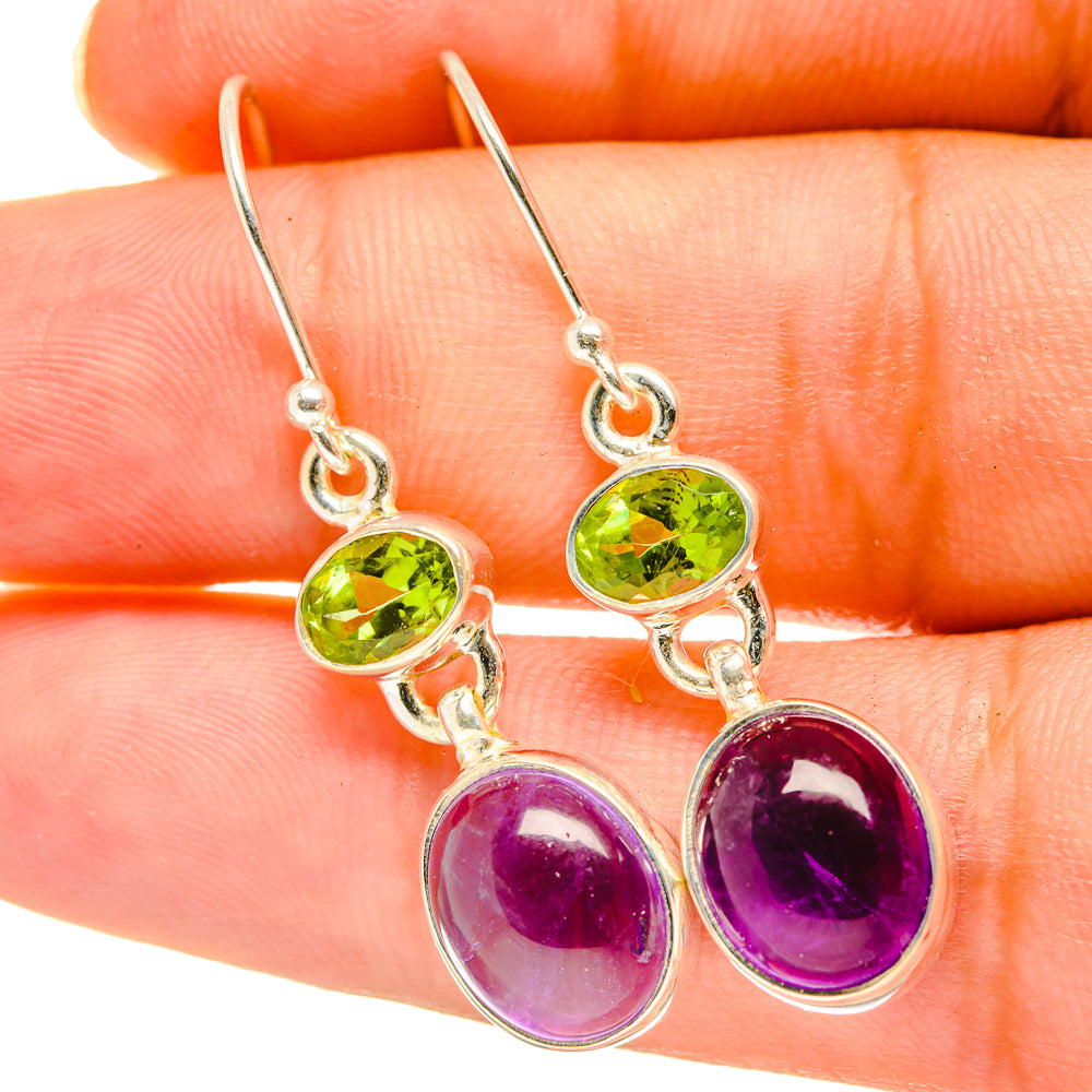 Amethyst, Peridot Earrings handcrafted by Ana Silver Co - EARR417706