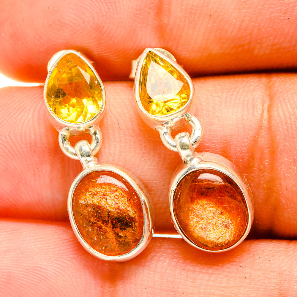 Sunstone, Citrine Earrings handcrafted by Ana Silver Co - EARR417712