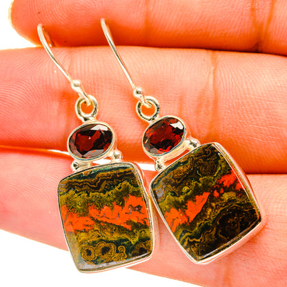 Moroccan Agate, Garnet Earrings handcrafted by Ana Silver Co - EARR417718