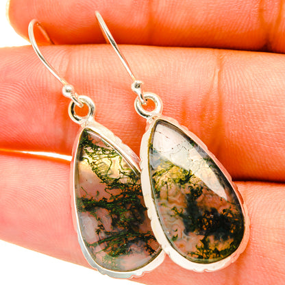 Green Moss Agate Earrings handcrafted by Ana Silver Co - EARR417720
