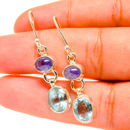 Blue Topaz, Tanzanite Earrings handcrafted by Ana Silver Co - EARR417724
