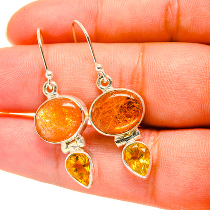 925 sterling silver citrine disc and teardrop drop earrings