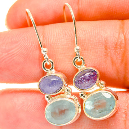 Aqua Chalcedony, Tanzanite Earrings handcrafted by Ana Silver Co - EARR417736