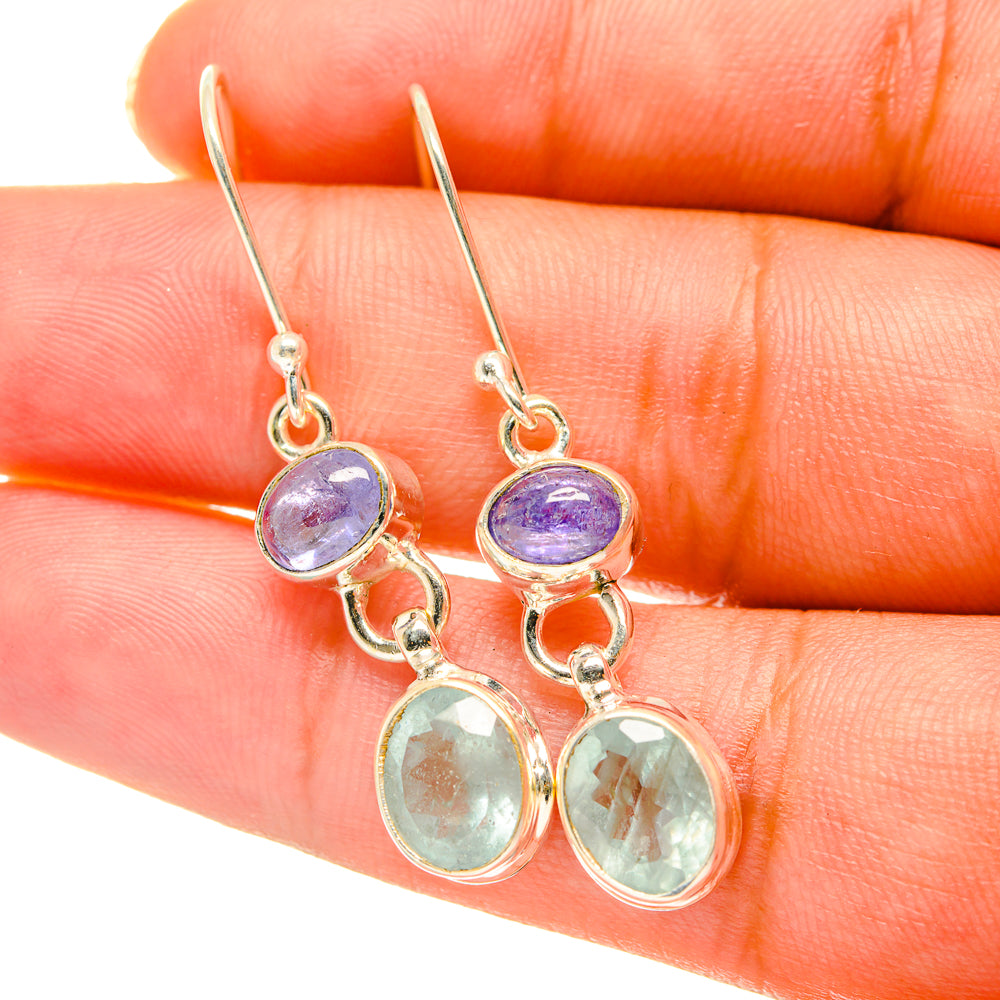 Aqua Chalcedony, Tanzanite Earrings handcrafted by Ana Silver Co - EARR417742