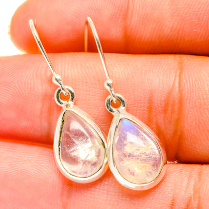 925 sterling silver moonstone teardrop drop earrings with rainbow iridescent glow