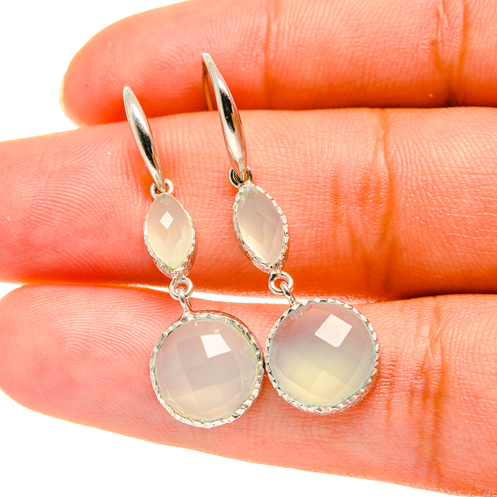Aqua Chalcedony Earrings handcrafted by Ana Silver Co - EARR417757
