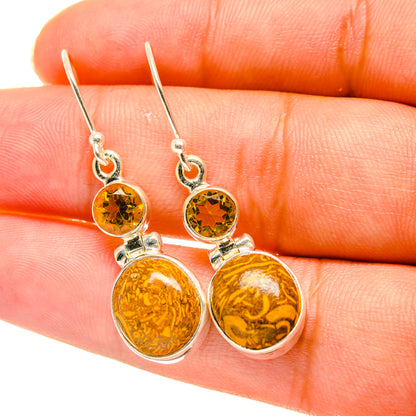 Coquina Jasper, Citrine Earrings handcrafted by Ana Silver Co - EARR417760