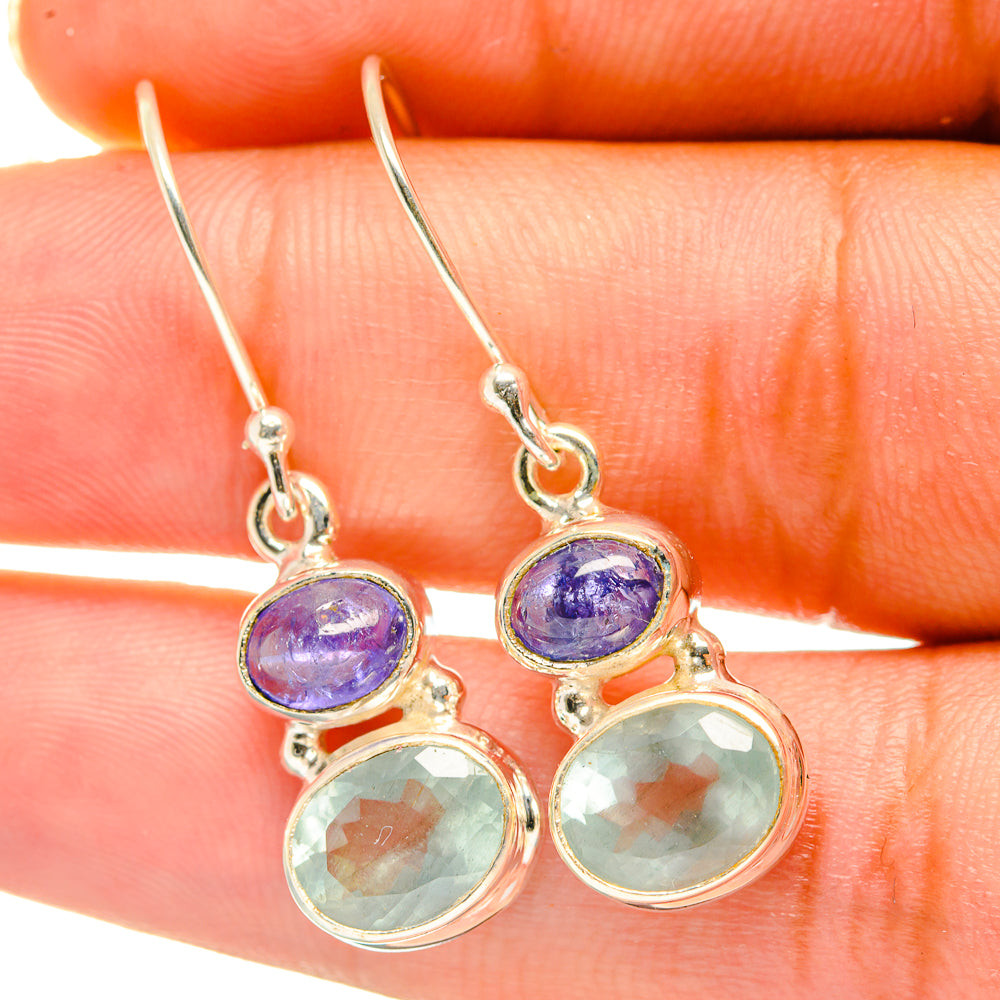 Aqua Chalcedony, Tanzanite Earrings handcrafted by Ana Silver Co - EARR417766