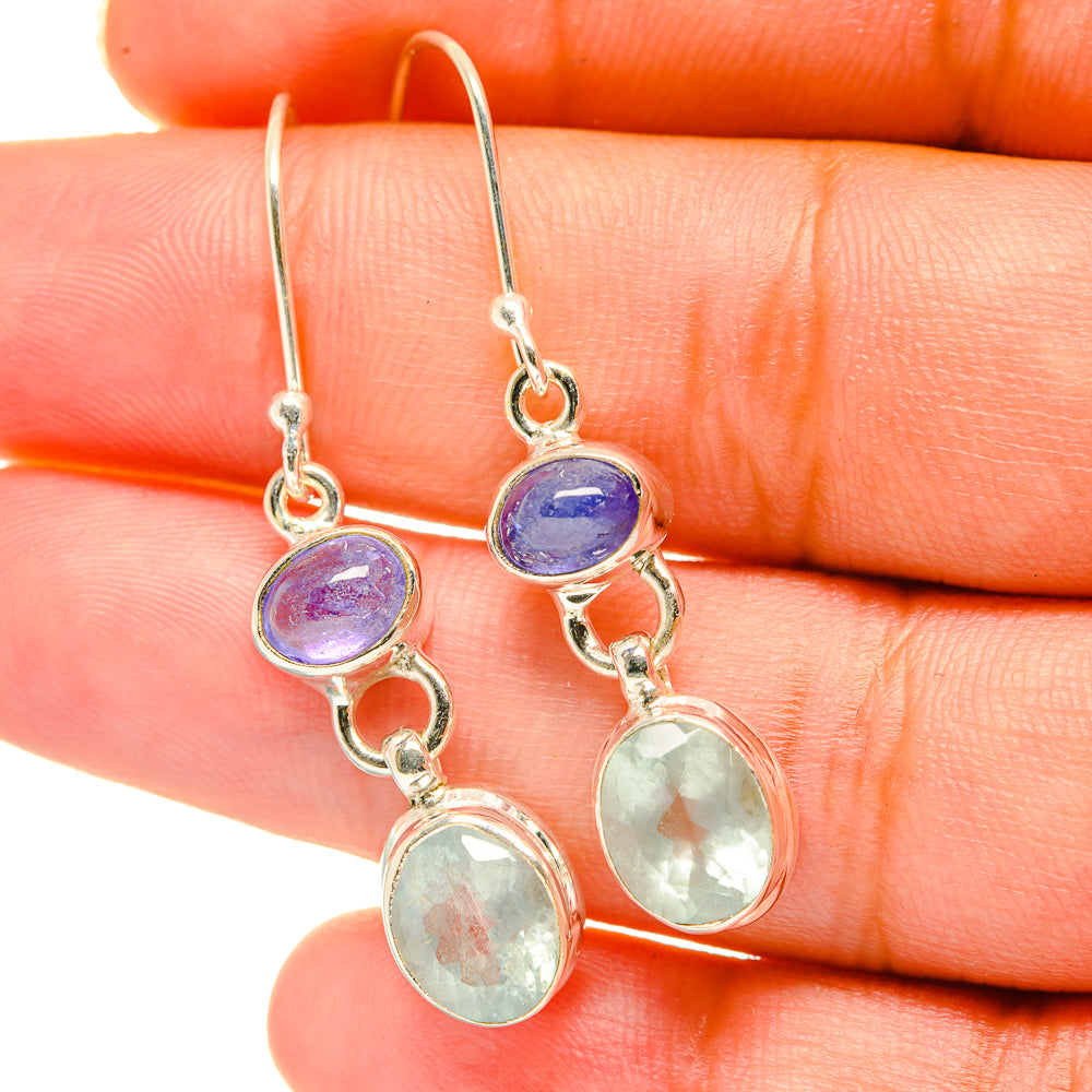 Aqua Chalcedony, Tanzanite Earrings handcrafted by Ana Silver Co - EARR417767