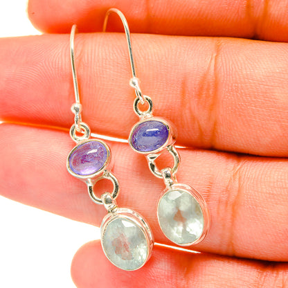 Aqua Chalcedony, Tanzanite Earrings handcrafted by Ana Silver Co - EARR417767