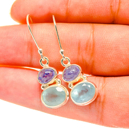 Aqua Chalcedony, Tanzanite Earrings handcrafted by Ana Silver Co - EARR417768