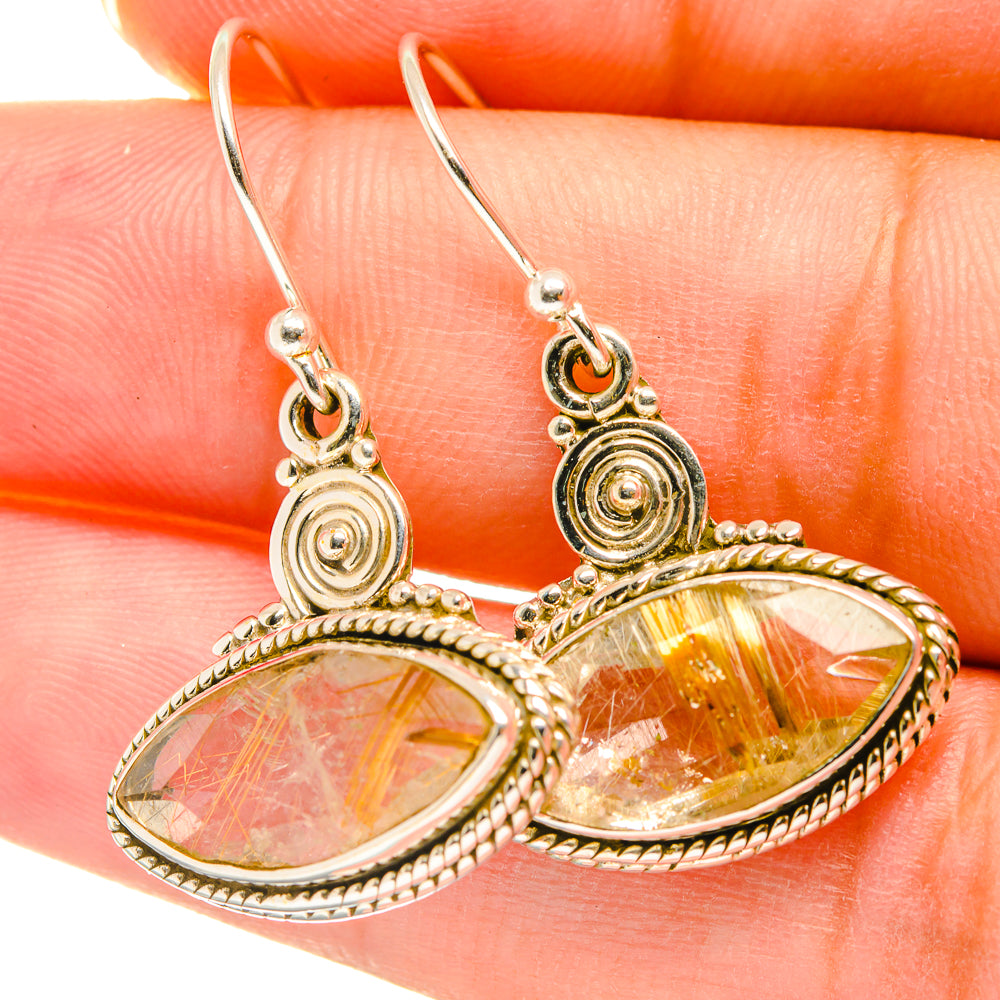 Rutilated Quartz Earrings handcrafted by Ana Silver Co - EARR417815