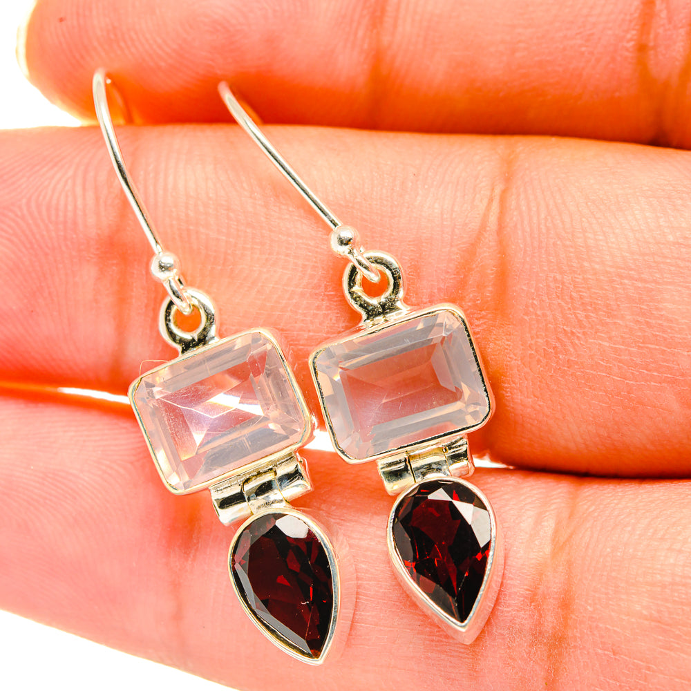 Rose Quartz Earrings handcrafted by Ana Silver Co - EARR417828