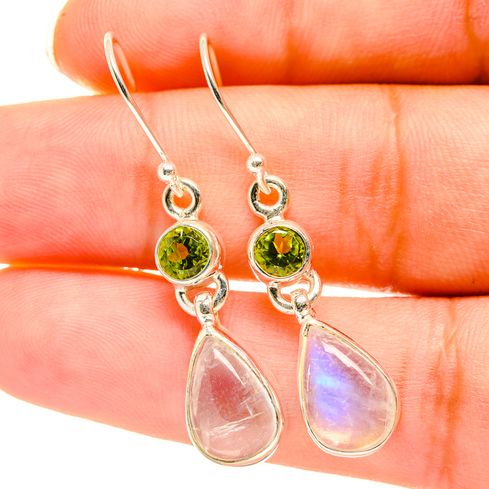 Rainbow Moonstone Earrings handcrafted by Ana Silver Co - EARR417838