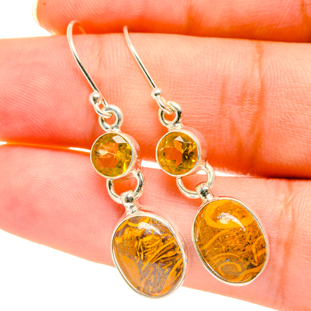 Palm Wood Jasper Earrings handcrafted by Ana Silver Co - EARR417844