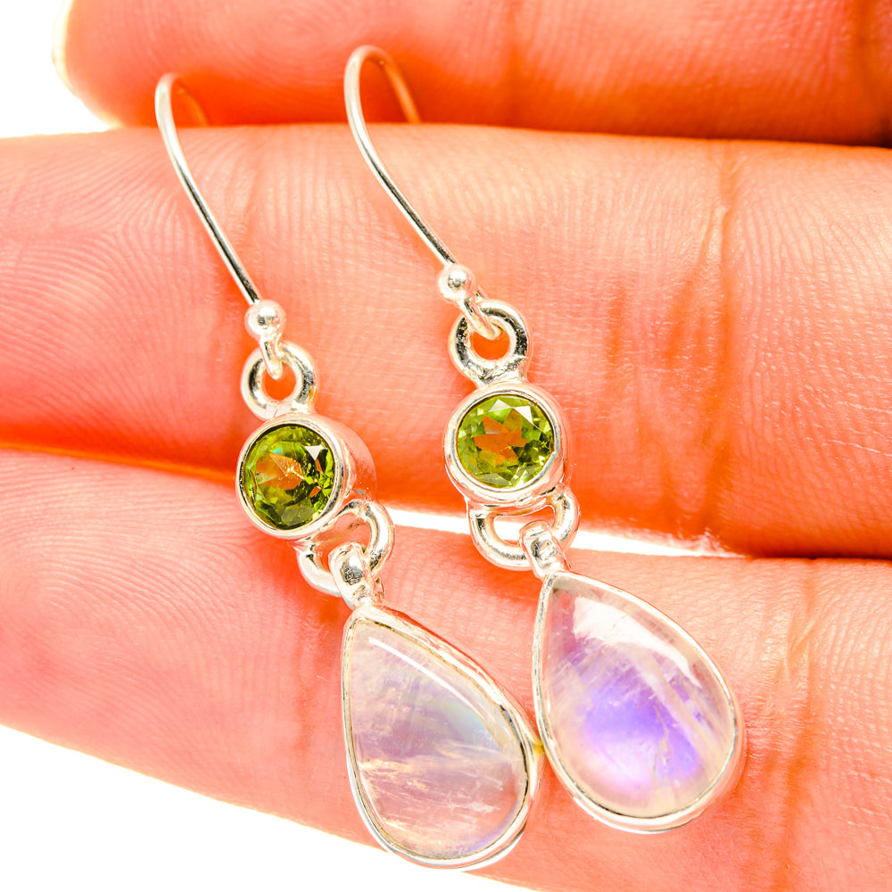 Rainbow Moonstone Earrings handcrafted by Ana Silver Co - EARR417866