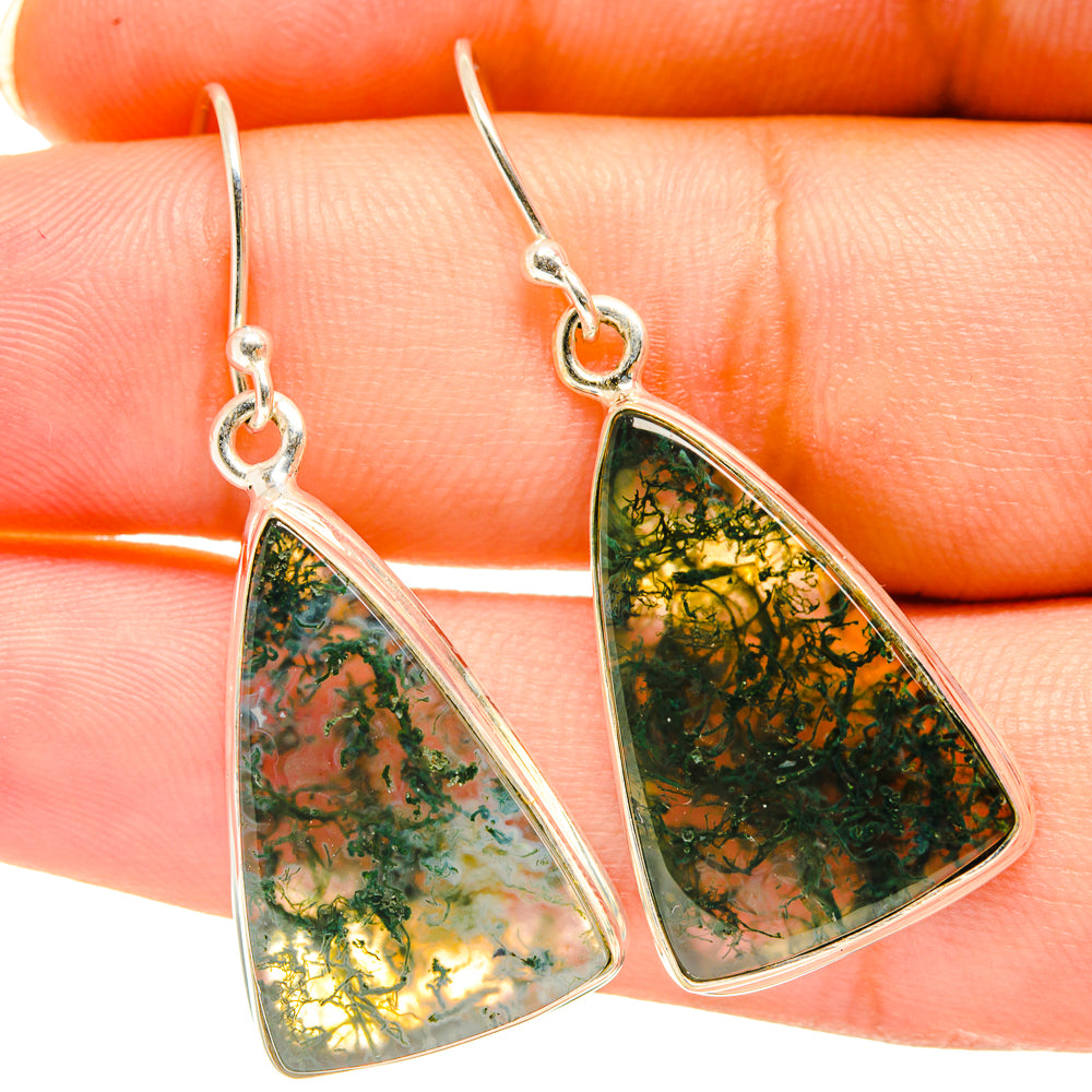 Green Moss Agate Earrings handcrafted by Ana Silver Co - EARR417878