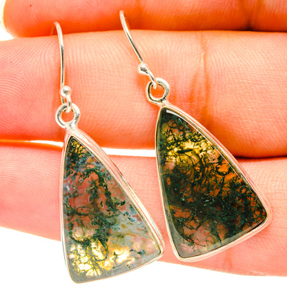 Green Moss Agate Earrings handcrafted by Ana Silver Co - EARR417878