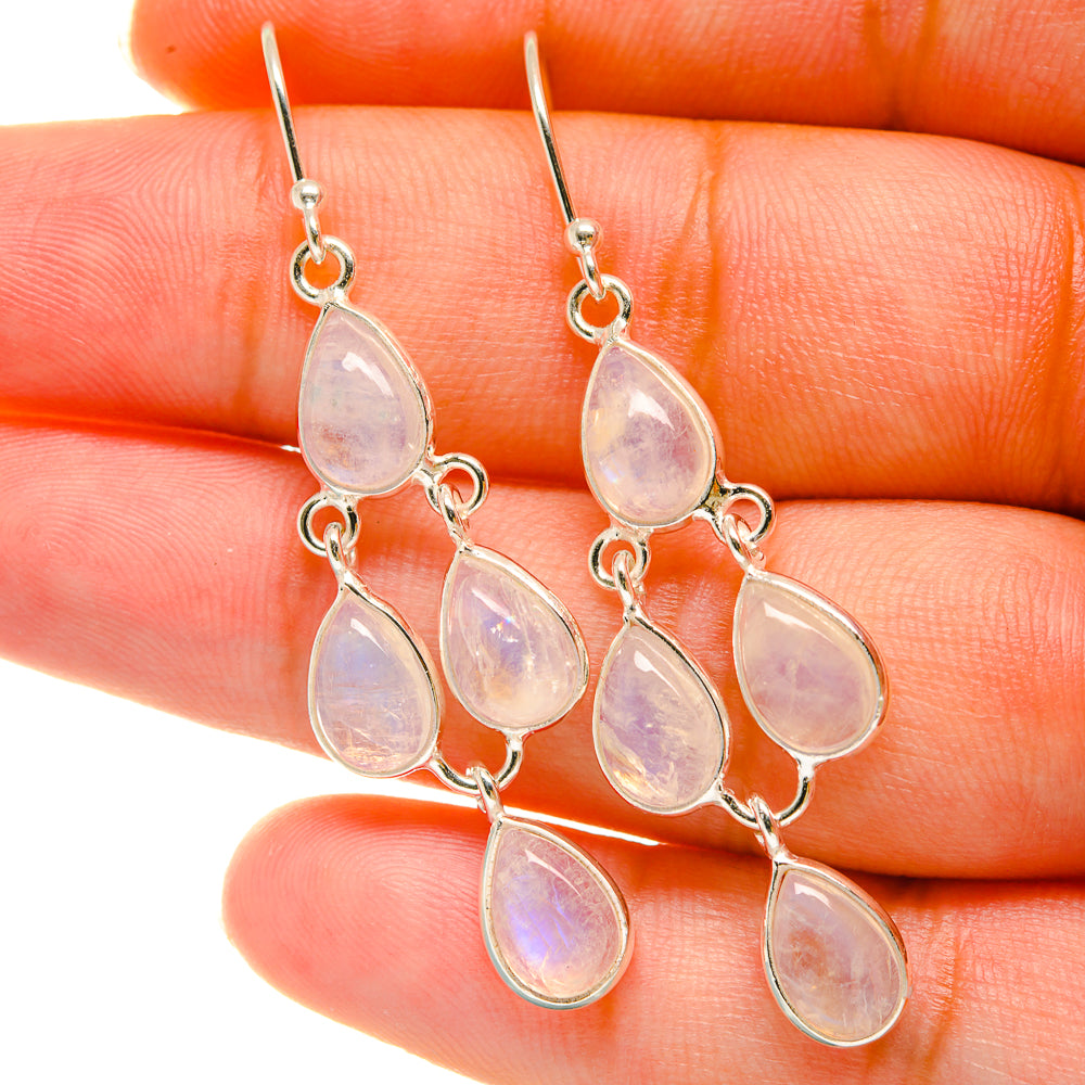Rainbow Moonstone Earrings handcrafted by Ana Silver Co - EARR417884