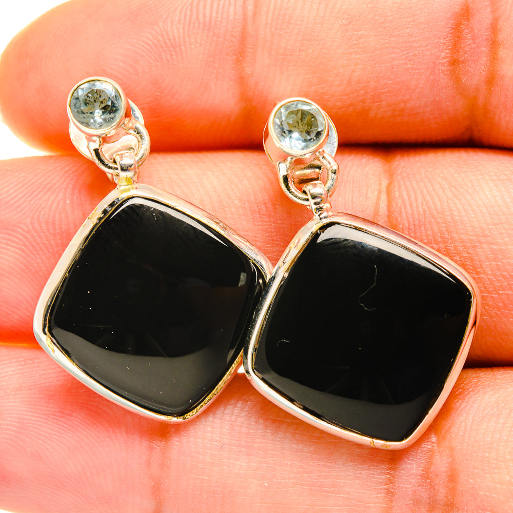 Black Onyx Earrings handcrafted by Ana Silver Co - EARR417895