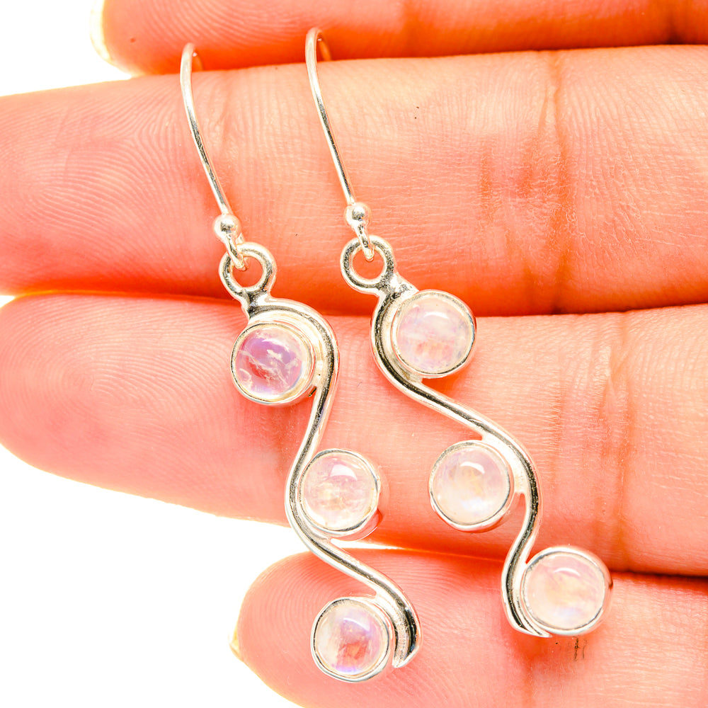 Rainbow Moonstone Earrings handcrafted by Ana Silver Co - EARR417896