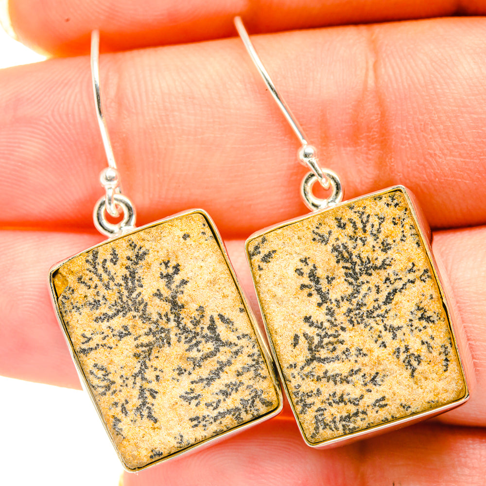 Germany Psilomelane Dendrite Earrings handcrafted by Ana Silver Co - EARR417897