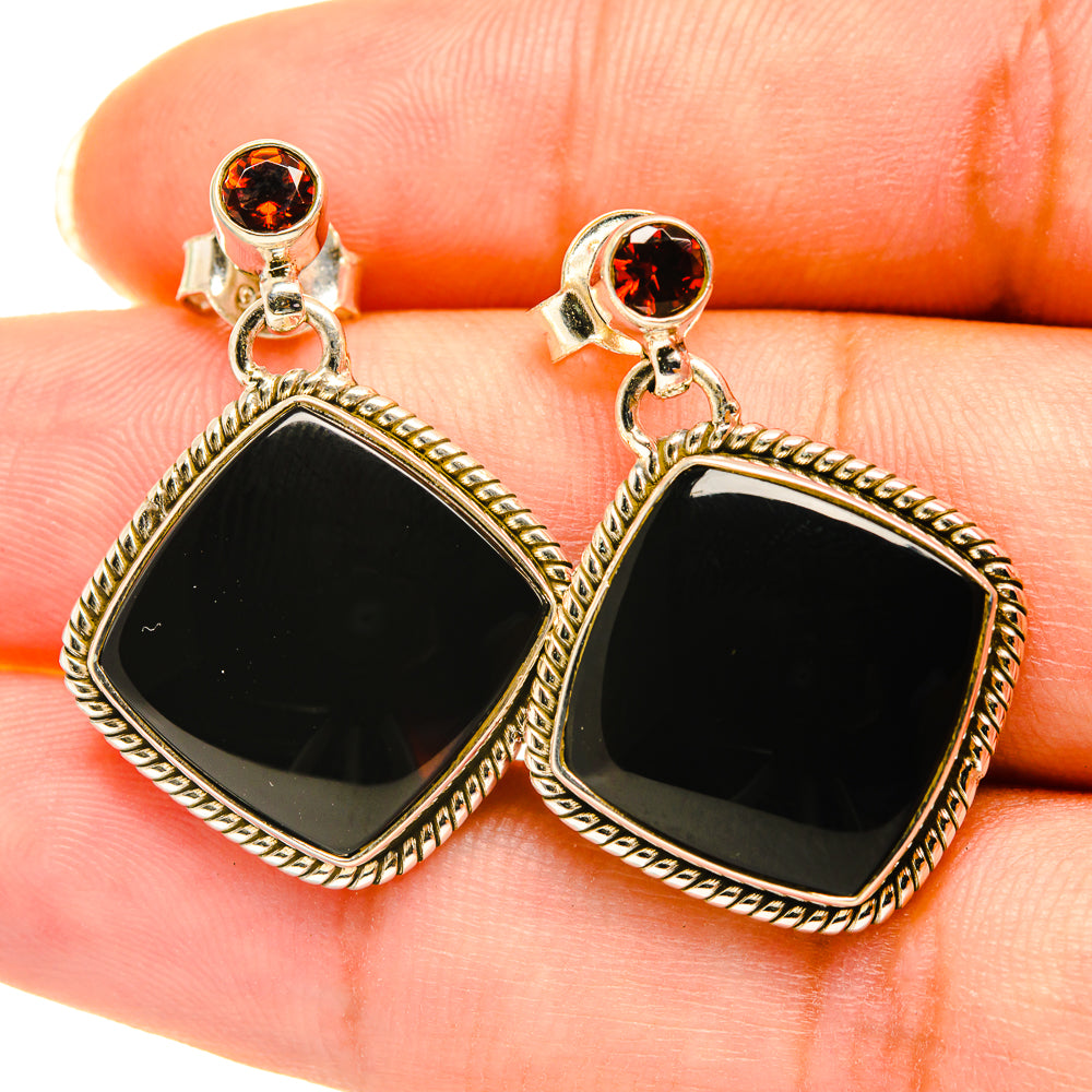 Black Onyx Earrings handcrafted by Ana Silver Co - EARR417910
