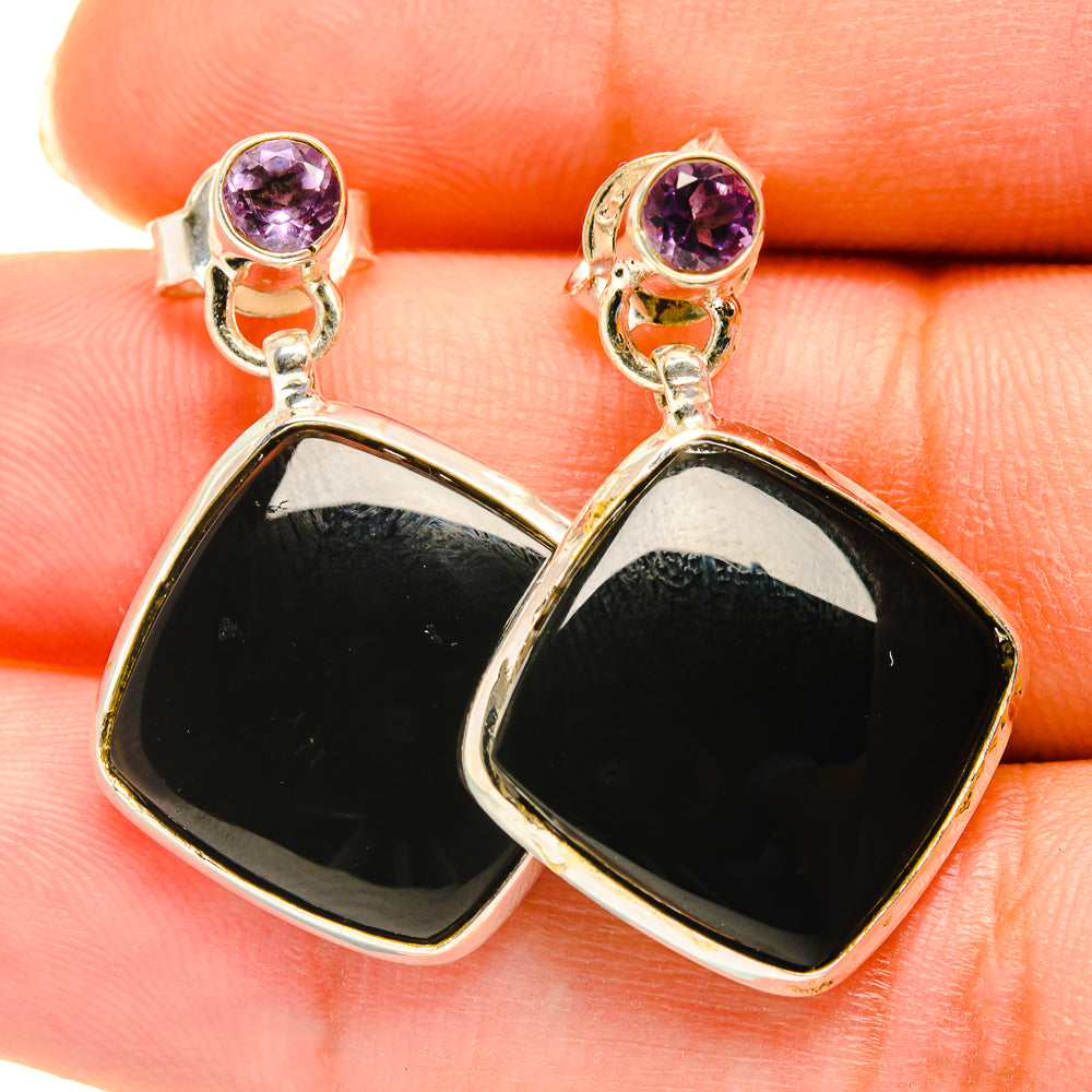 Black Onyx Earrings handcrafted by Ana Silver Co - EARR417920