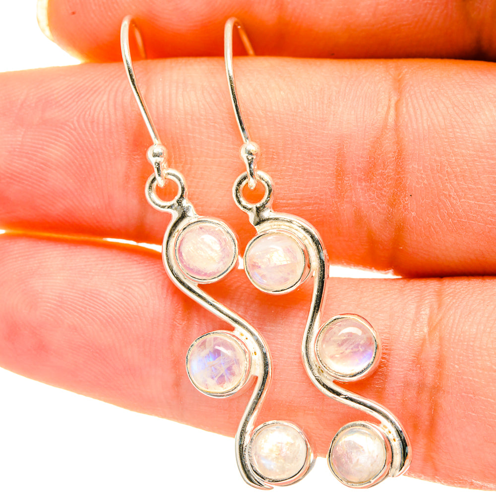 Rainbow Moonstone Earrings handcrafted by Ana Silver Co - EARR417924