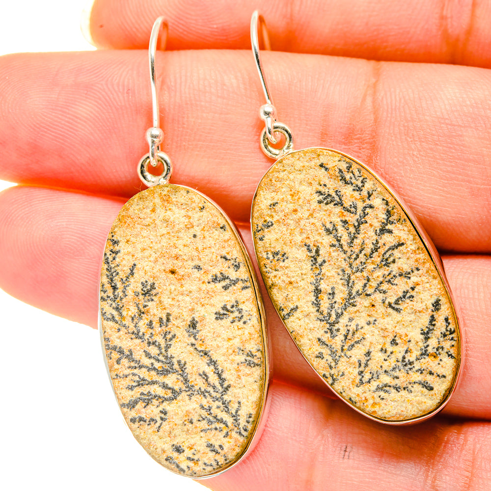 Germany Psilomelane Dendrite Earrings handcrafted by Ana Silver Co - EARR417935