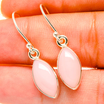 Pink opal teardrop earrings in 925 sterling silver with fishhook backs
