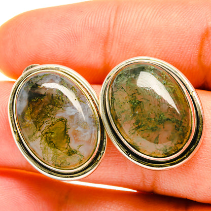 Green Moss Agate Earrings handcrafted by Ana Silver Co - EARR417993