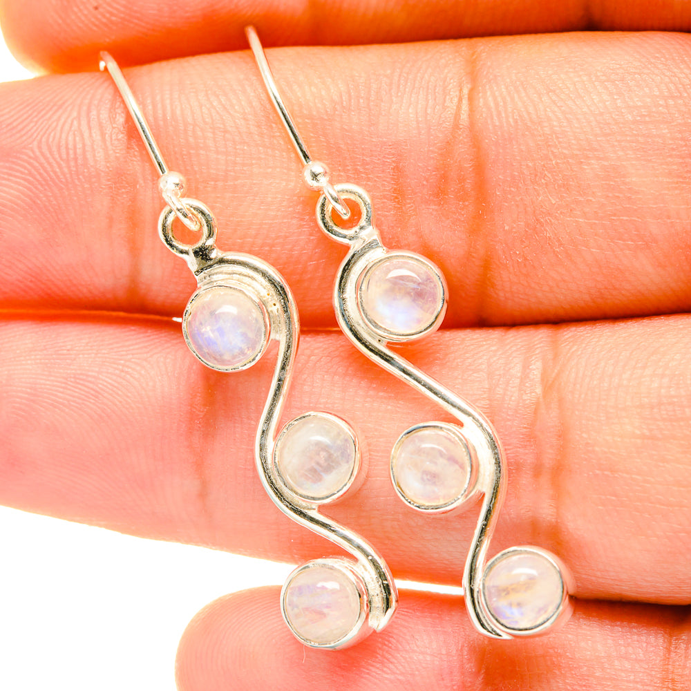 Rainbow Moonstone Earrings handcrafted by Ana Silver Co - EARR418024
