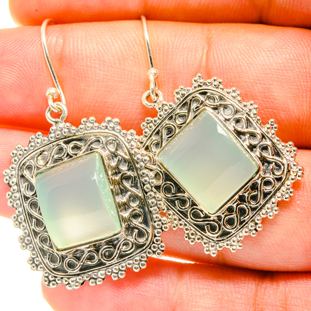 Aqua Chalcedony Earrings handcrafted by Ana Silver Co - EARR418040
