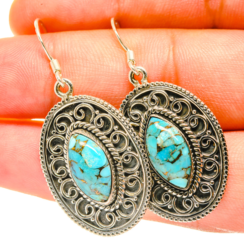 Blue Copper  Composite Turquoise Earrings handcrafted by Ana Silver Co - EARR418046
