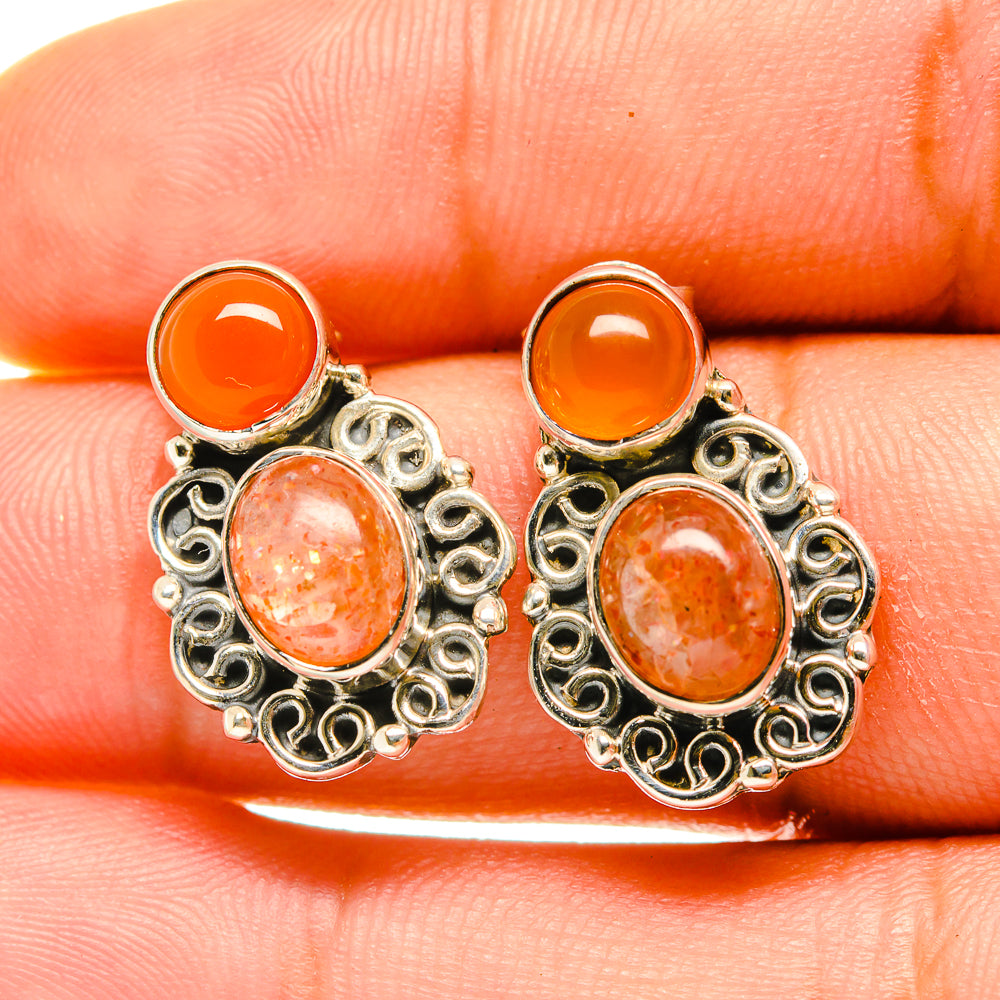 Sunstone Earrings handcrafted by Ana Silver Co - EARR418050