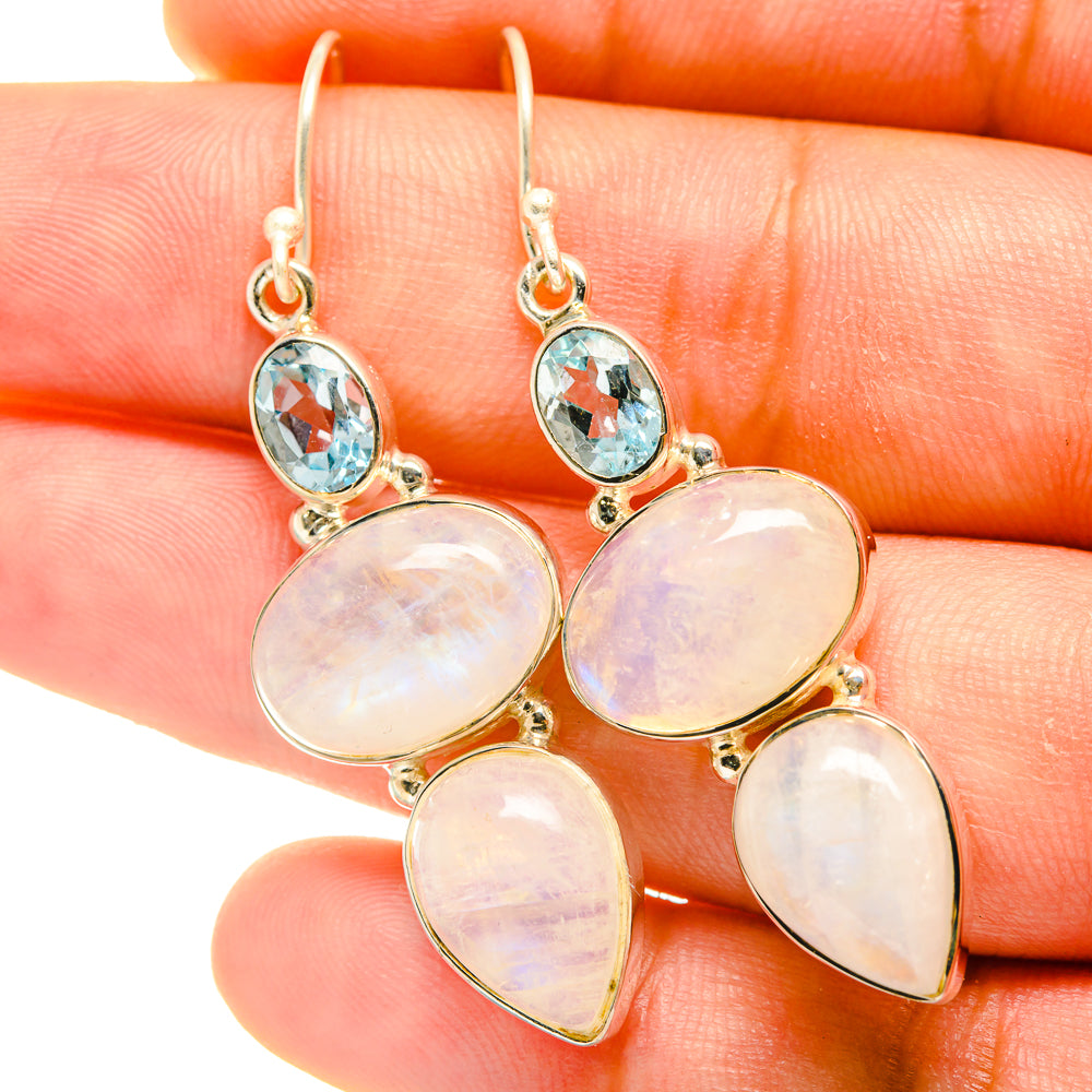 Rainbow Moonstone Earrings handcrafted by Ana Silver Co - EARR418053